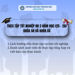 LỊCH HƯỚNG DẪN THỰC TẬP VÀ LÀM TỐT NGHIỆP HỌC KỲ 2 NĂM HỌC 2025-2026 SINH VIÊN ĐHCQ K58 VÀ KHOÁ CŨ